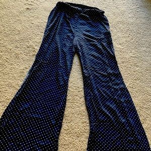 Navy White & Blue Polka Dot Flowy Fun Pant